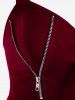 Débardeur Mouchoir Zippé Croisé Grande Taille à Lacets - Rouge foncé 1X | US 14-16