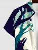Plus Size Moon Tree Mountain River Palm Colorblock  Print Halloween Button Pocket Shirt For Men -  