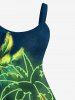 Plus Size Glitter Neon Coconut Tree Print Hawaii A Line Tank Dress -  