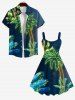 Plus Size Glitter Neon Coconut Tree Print Hawaii A Line Tank Dress -  