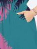Plus Size Coconut Tree River Print Hawaii Split Pocket A Line Midi Dress -  