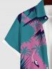 Plus Size Coconut Tree River Print Hawaii Button Pocket Shirt For Men -  