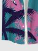Plus Size Coconut Tree River Print Hawaii Button Pocket Shirt For Men -  
