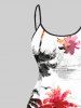 Plus Size Ink Painting Colorful Coconut Tree Print Hawaii High Low Asymmetric Cami Dress -  
