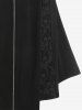 Plus Size Skull Mesh Lace Patchwork Full Zipper Straps Grommet Buckle A Line Tank Dress -  
