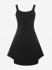 Plus Size Skull Mesh Lace Patchwork Full Zipper Straps Grommet Buckle A Line Tank Dress -  
