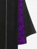 Plus Size Skull Mesh Lace Patchwork Full Zipper Straps Grommet Buckle A Line Tank Dress -  