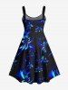 Plus Size Flowers Glitter 3D Print Hawaii Tank Dress -  
