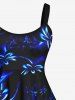 Plus Size Flowers Glitter 3D Print Hawaii Tank Dress -  