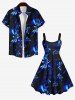 Plus Size Flowers Glitter 3D Print Hawaii Tank Dress -  