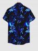 Plus Size Flowers Glitter 3D Print Buttons Pocket Hawaii Shirt For Men -  