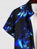 Plus Size Flowers Glitter 3D Print Buttons Pocket Hawaii Shirt For Men -  