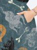 Plus Size Halloween Costume Skulls Ghost Bat Pumpkin Print Split Midi Dress -  