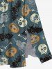 Plus Size Halloween Costume Skulls Ghost Bat Pumpkin Print Split Midi Dress -  
