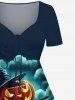Robe D'Halloween Citrouille et Chauve-souris Imprimés Grande Taille - Multi-A M