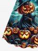 Robe D'Halloween Citrouille et Chauve-souris Imprimés Grande Taille - Multi-A M