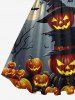 Robe D'Halloween Vintage Citrouille Chauve-souris Imprimés Grande Taille - Multi-A 2X