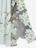 Plus Size Colorblock Peach Blossom Flower Branch Print Split Hawaii Midi Dress -  