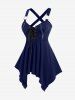 Plus Size Lace Up Zipper Crisscross Handkerchief Tank Top -  