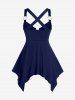 Plus Size Lace Up Zipper Crisscross Handkerchief Tank Top -  