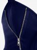 Plus Size Lace Up Zipper Crisscross Handkerchief Tank Top -  