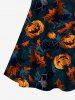 Plus Size Pumpkin Bat Maple Leaves Print Halloween Costume Crisscross A Line Cami Dress -  
