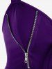Plus Size Lace Up Zipper Crisscross Handkerchief Tank Top -  