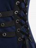 Plus Size Grommets Lace Up Buckles Zipper High Low Midi Dress -  