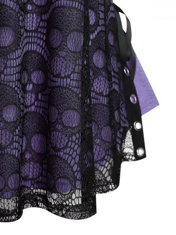 Plus Size Skull Lace Overlay Gothic Tank Top