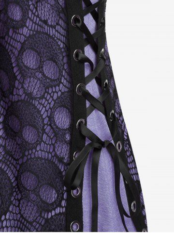 Plus Size Skull Lace Overlay Gothic Tank Top