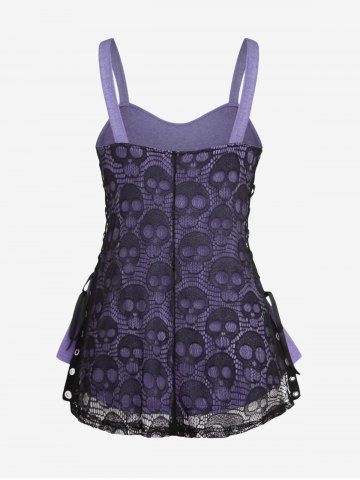 Plus Size Skull Lace Overlay Gothic Tank Top