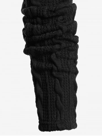 Plus Size Lace Trim Ruched Camisole and Hooded Cable Knit Hook and Eye Shrug Top Set