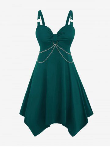 Gothic Plus Size Handkerchief O Ring Chains Dress