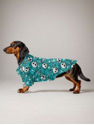 Pet's Skull Bone Spider Web Stars Print Button Shirt -  