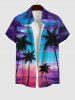 Short de Plage Transparent Ombré Arbre Noix de Coco et Lune Imprimés Grande Taille pour Couple - Multi-A 