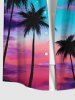 Short de Plage Transparent Ombré Arbre Noix de Coco et Lune Imprimés Grande Taille pour Couple - Multi-A 