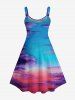 Short de Plage Transparent Ombré Arbre Noix de Coco et Lune Imprimés Grande Taille pour Couple - Multi-A 