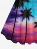 Short de Plage Transparent Ombré Arbre Noix de Coco et Lune Imprimés Grande Taille pour Couple - Multi-A 
