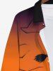 Plus Size Halloween Costume Hat Pumpkin Scarecrow Print Buttons Long Sleeve Shirt For Men -  