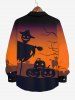 Plus Size Halloween Costume Hat Pumpkin Scarecrow Print Buttons Long Sleeve Shirt For Men -  