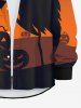 Plus Size Halloween Costume Hat Pumpkin Scarecrow Print Buttons Long Sleeve Shirt For Men -  