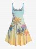 Plus Size Ombre Coconut Tree Print Hawaii A Line Tank Dress -  