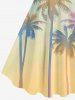Plus Size Ombre Coconut Tree Print Hawaii A Line Tank Dress -  