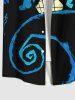 Plus Size Spiral Tree Castle Galaxy Moon Print Halloween Button Pocket Shirt For Men -  
