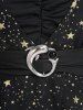 Plus Size Foil Stamping Star Print Buckle Ruched Sheer Layered T-shirt -  