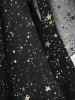 Plus Size Foil Stamping Star Print Buckle Ruched Sheer Layered T-shirt -  