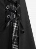 Gothic Chains Lace Up Layered Plaid Skirt -  