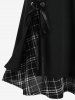 Gothic Chains Lace Up Layered Plaid Skirt -  