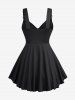 Plus Size Floral Flocking Tulip Hem Layered Ruffles Lace Up Ruched Heart Buckles Tank Top -  