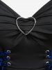 Plus Size Floral Flocking Tulip Hem Layered Ruffles Lace Up Ruched Heart Buckles Tank Top -  